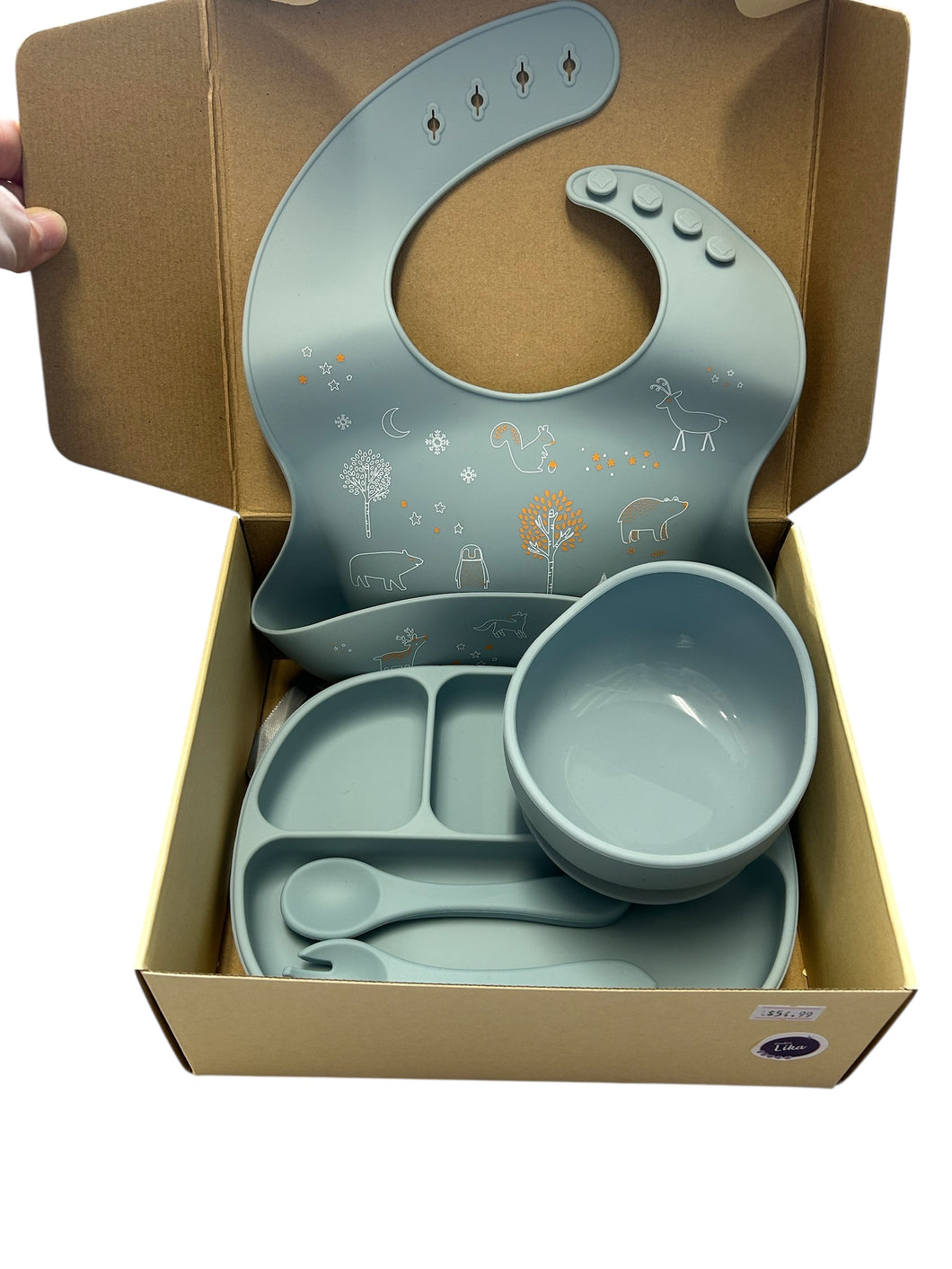 Coffret repas bleu animaux de la forêt