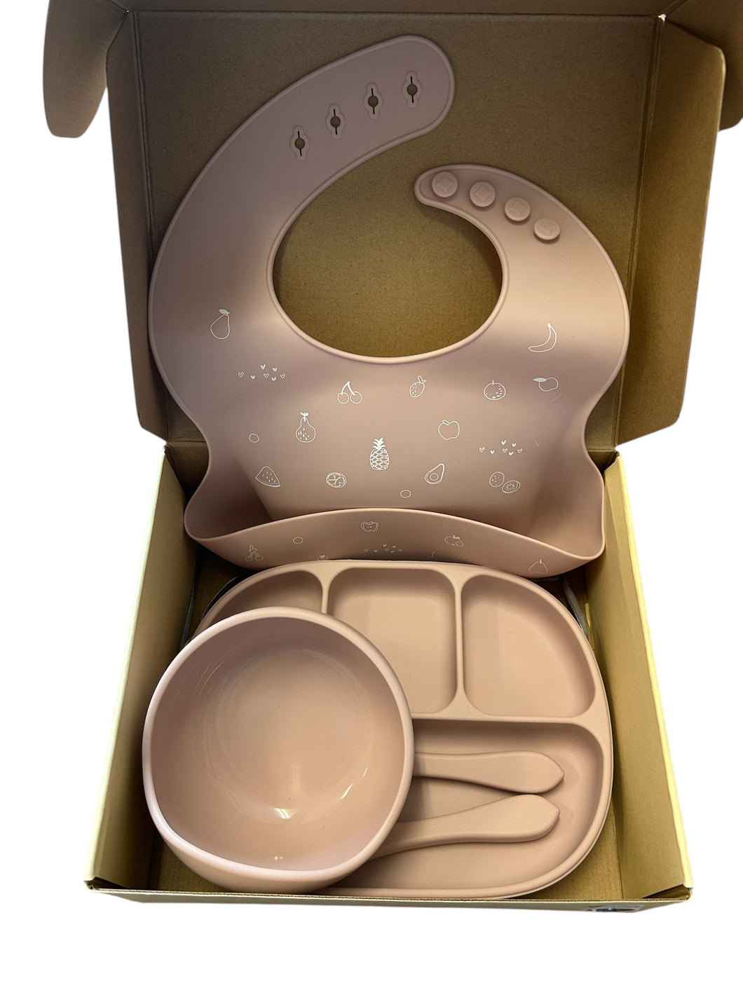 Coffret repas rose pâle fruits