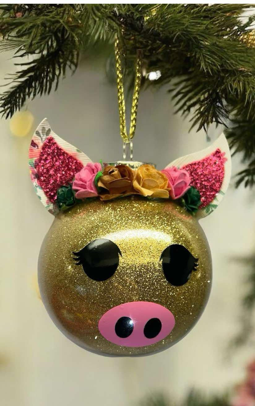 Boule de Noël cochon