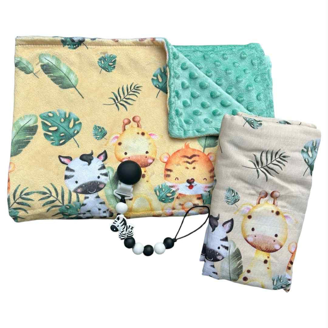 Ensemble animaux de la jungle (attache suce zèbre)