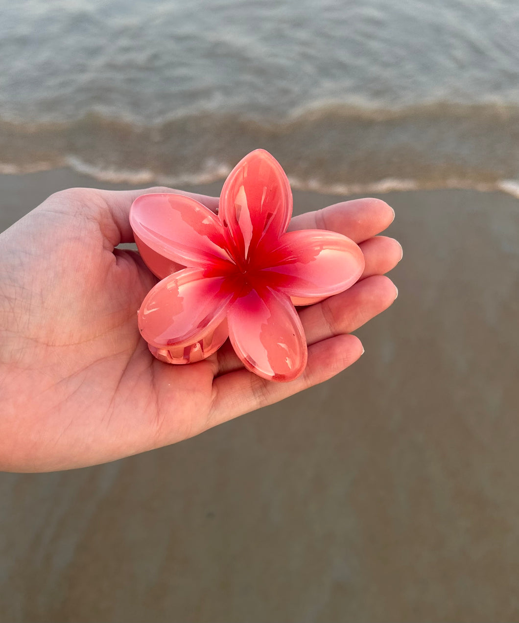 Pince fleur tropicale corail