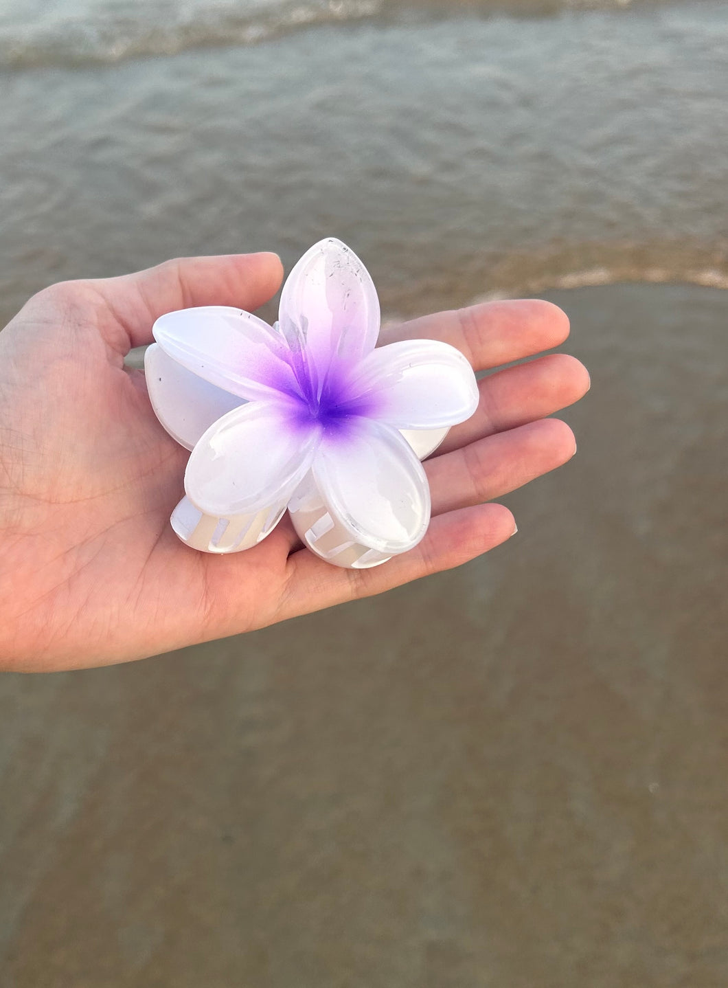 Pince fleur tropicale blanc et mauve