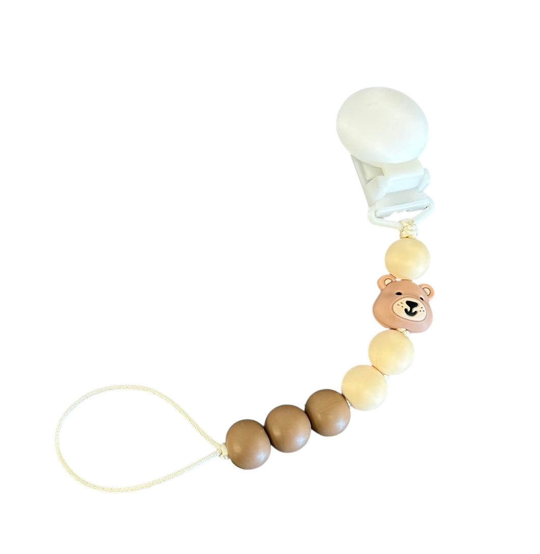 Attache suce ourson beige/brun