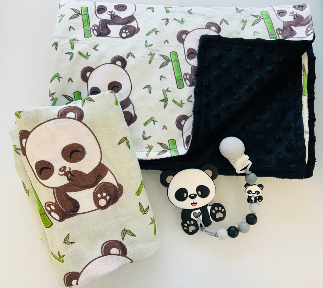 Ensemble panda (jouet de dentition gris)