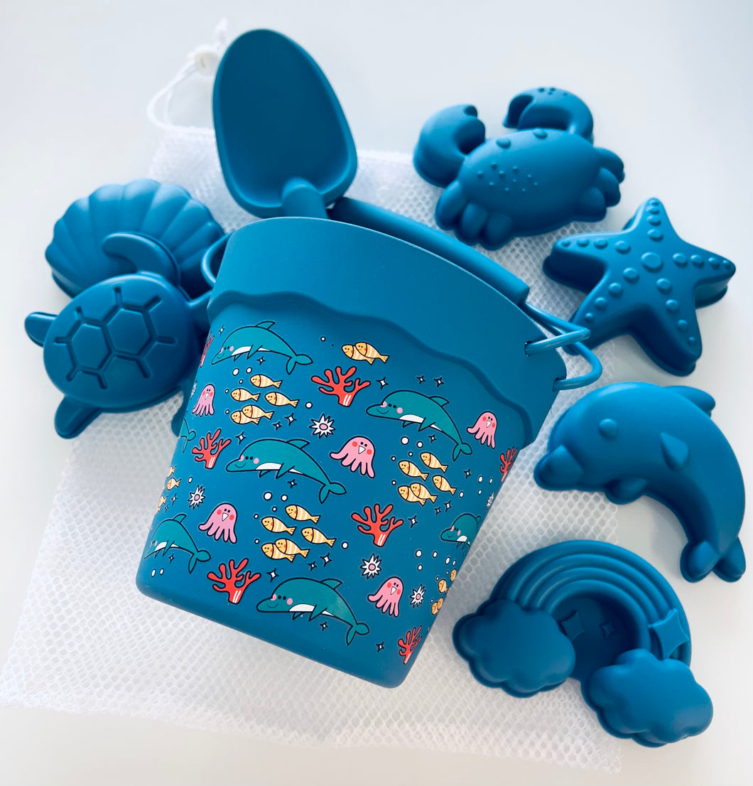 Ensemble de jouets pour sable bleu - animaux marins