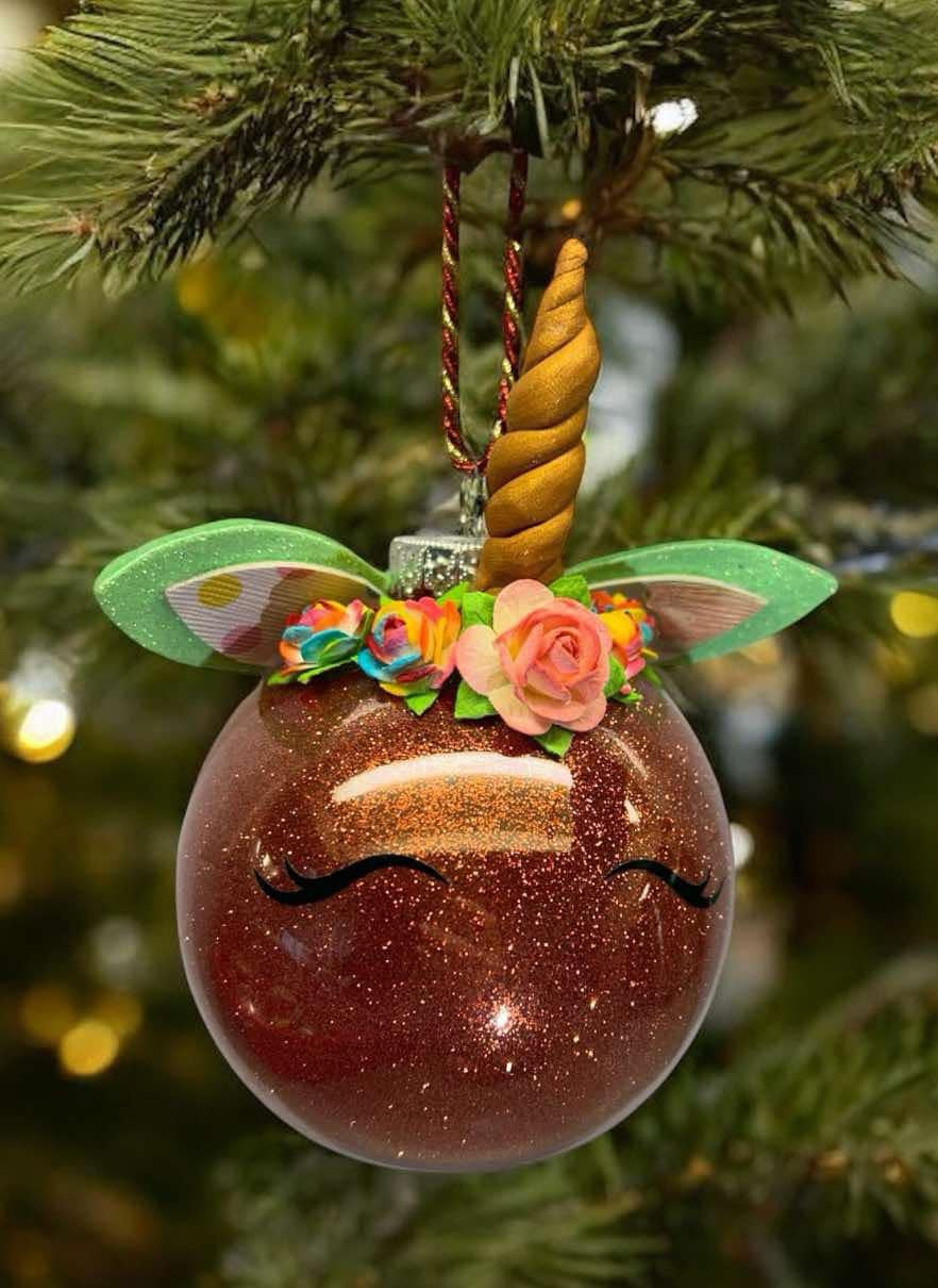 Boule de Noël licorne