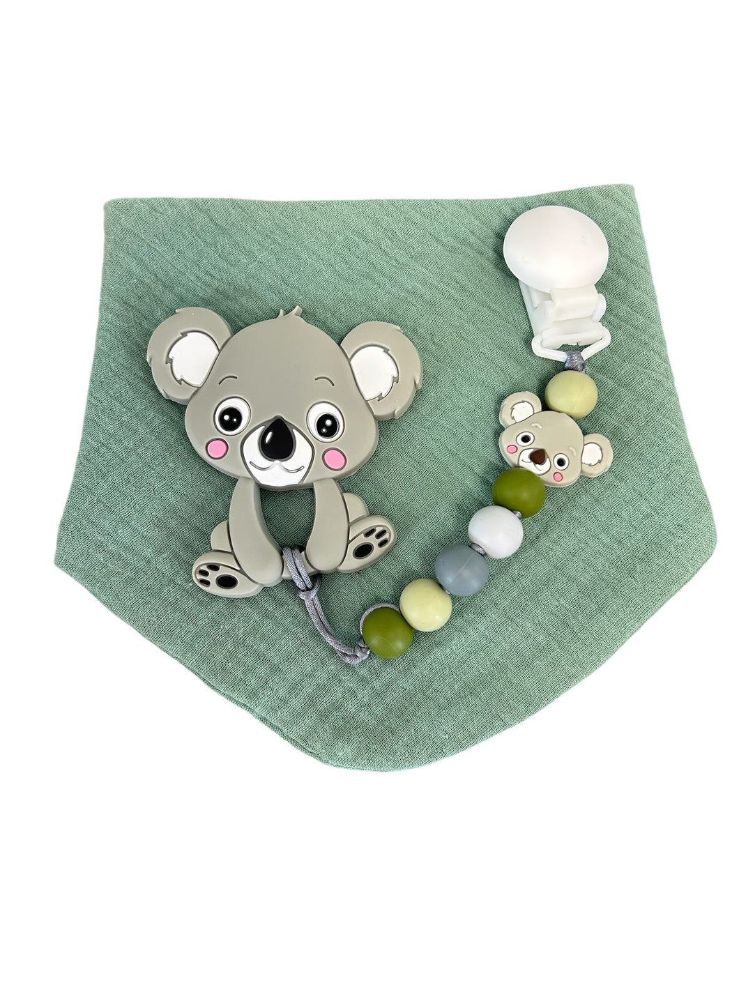 Kit bavoir, attache suce et jouet de dentition koala