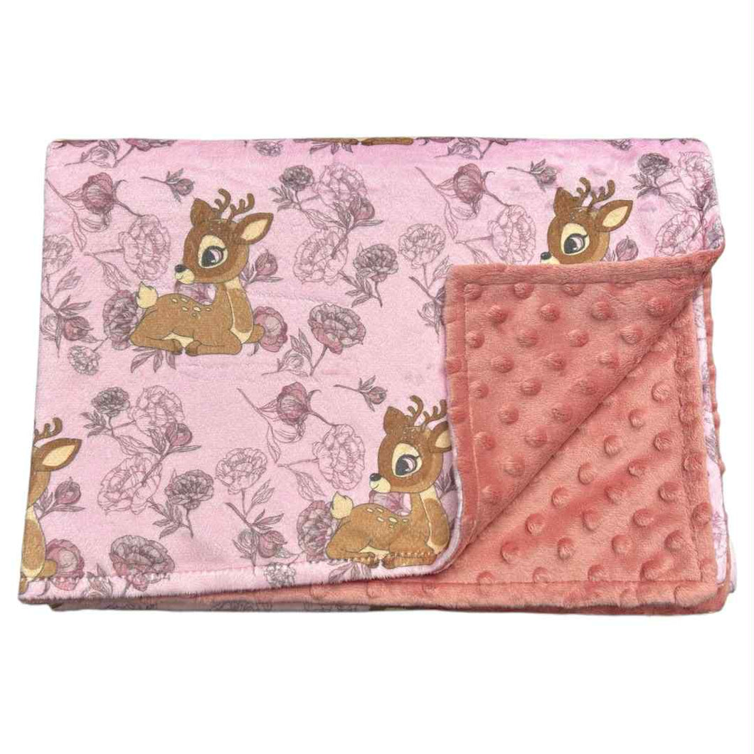Minky bambi et fleur rose