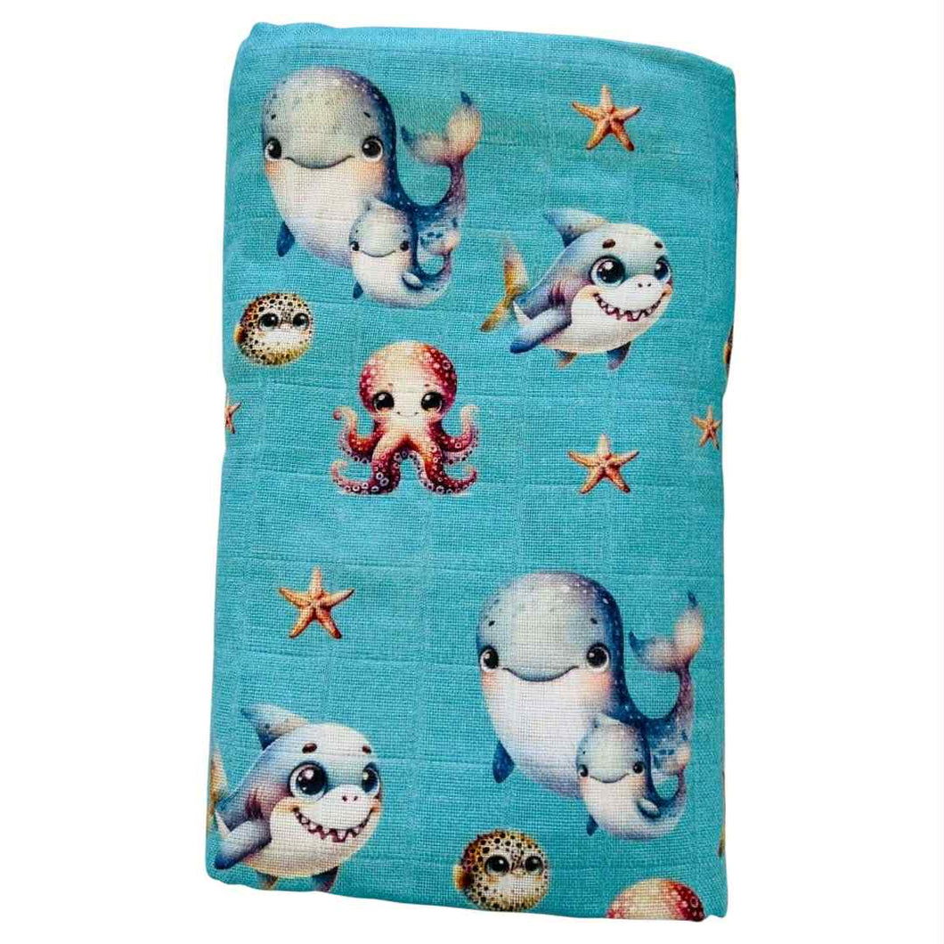 Mousseline animaux marins