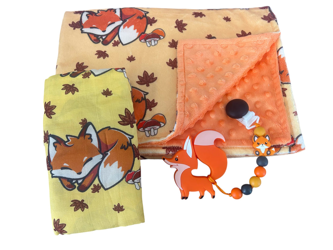 Ensemble renard (attache suce & jouet de dentition)