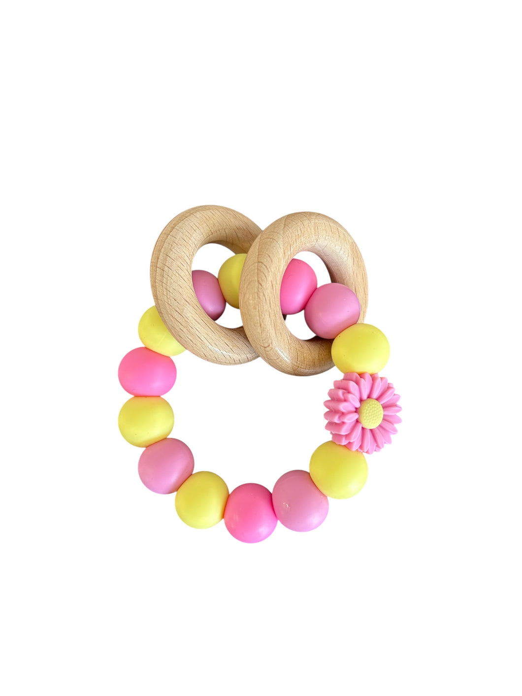 Hochet marguerite rose et jaune
