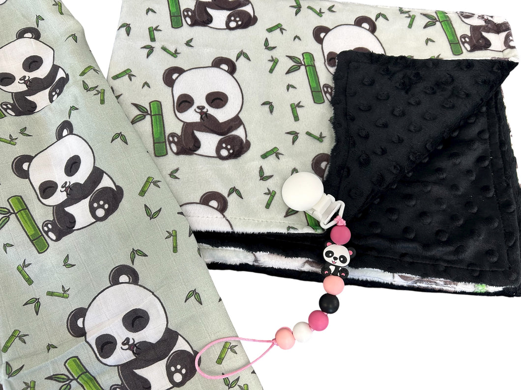 Ensemble panda (attache suce rose)