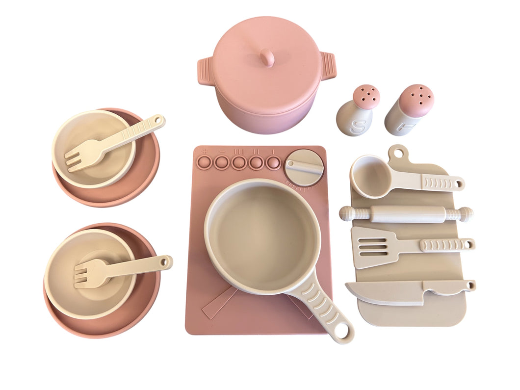 Ensemble de jeux pour cuisine rose pâle