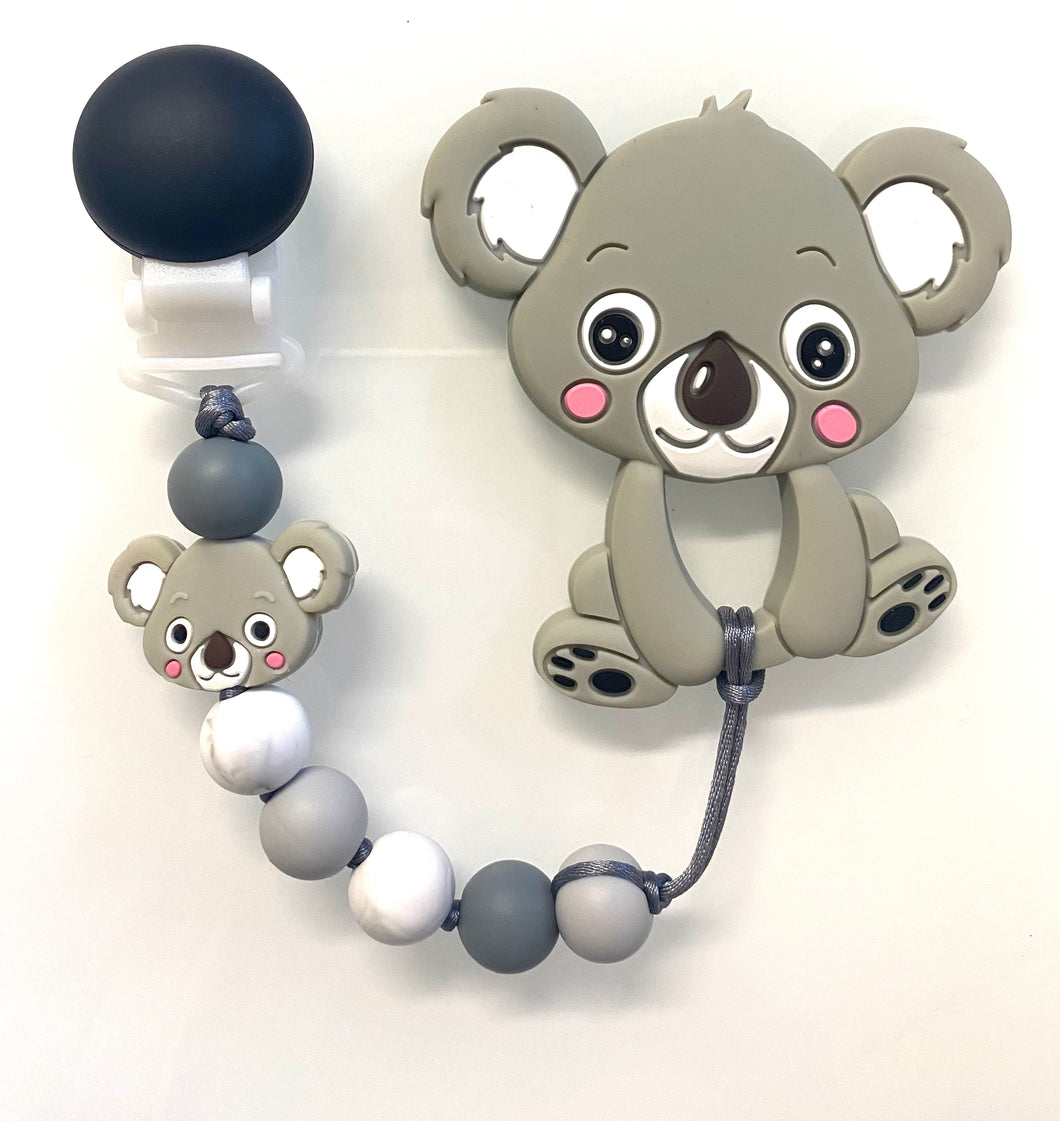 Duo attache suce et jouet de dentition koala gris